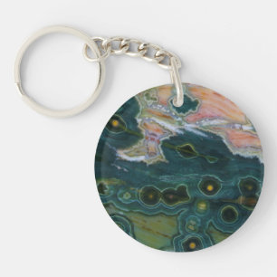 Green Spotted Ocean Jasper Key Ring