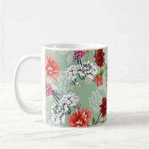 Green Spring Floral: Hand Drawn Coffee Mug