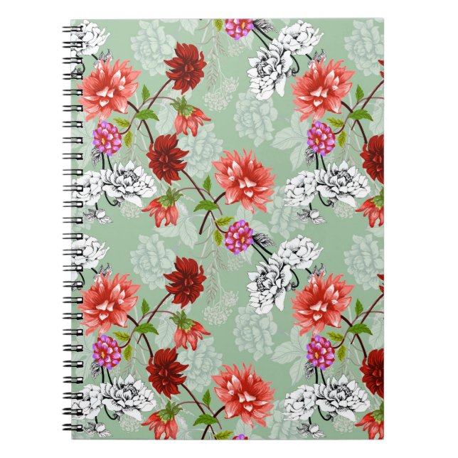 Green Spring Floral: Hand Drawn Notebook (Front)