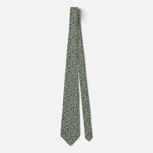 Green Spring Flowers Neck Tie