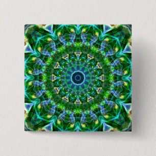 Green Spring Kaleidoscope 15 Cm Square Badge