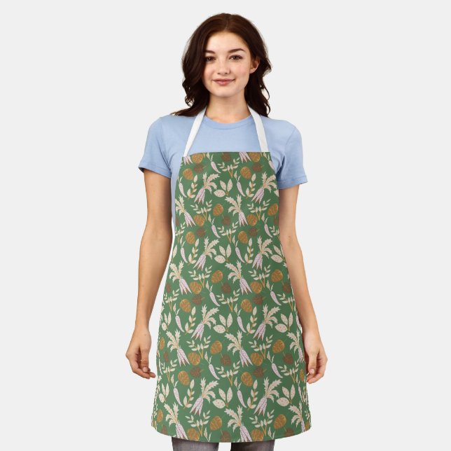 Green Spring Pattern Apron (Worn)