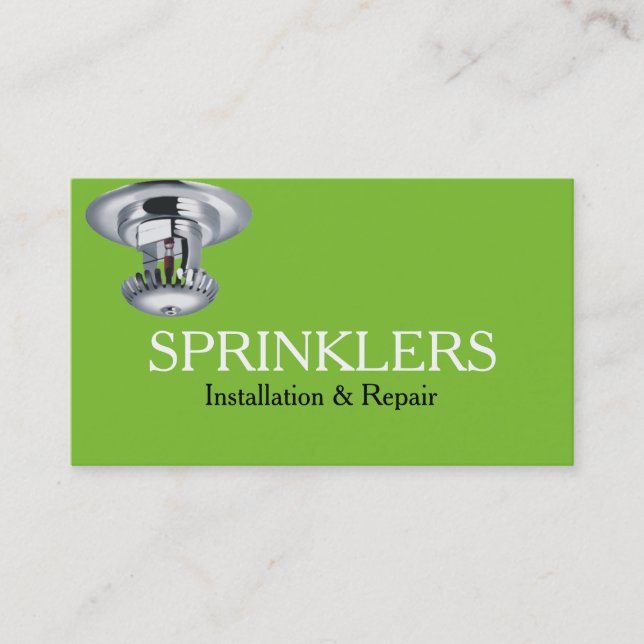 Green Sprinkler System Installation and Repair Business Card (Front)
