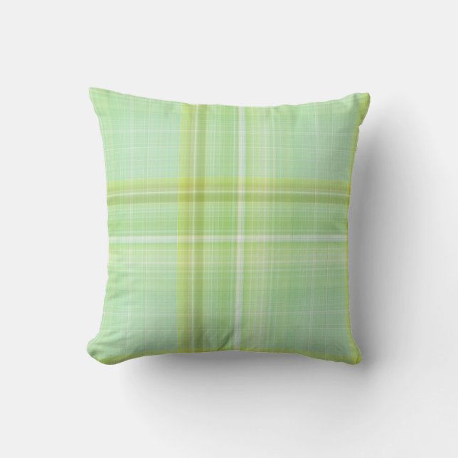 Green Sprout Pastel Green Plaid Cushion (Front)
