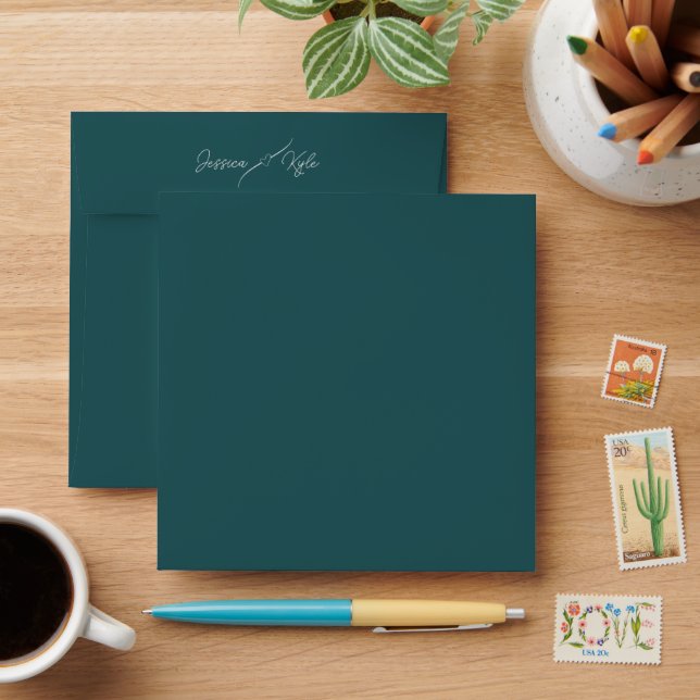 Green Spruce Wedding Stationery Coloured Envelope (Desk)