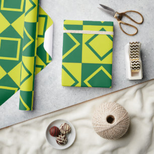 Green Square Diamond Decorative Geometric Wrapping Paper