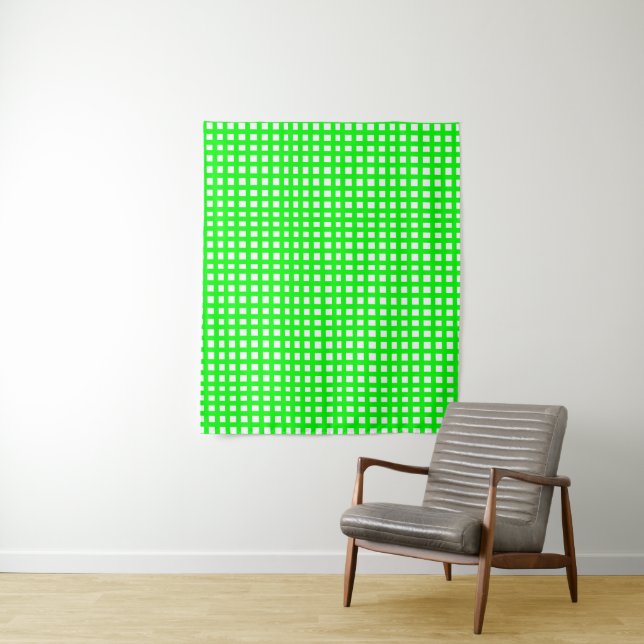 Green square mesh grid  tapestry (In Situ)