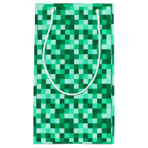 Green Square Pixels Gift Bag, Green Pixelated