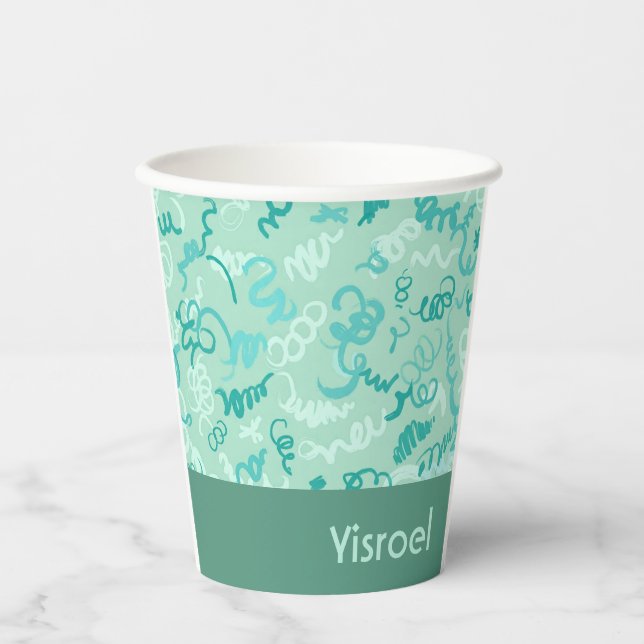 Green Squiggles upsherin cup (Front)