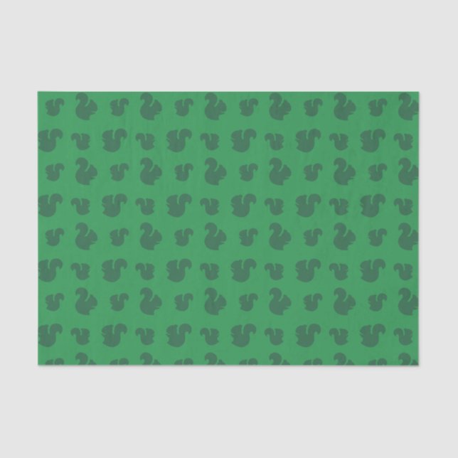 Green squirrel pattern tissue paper (Front)