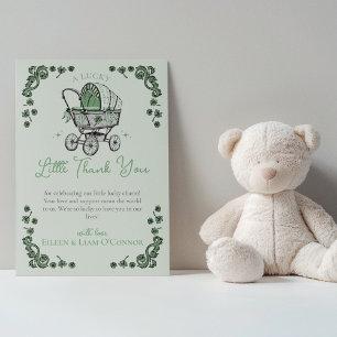 Green St Patricks Day Baby Shower Thank You Card
