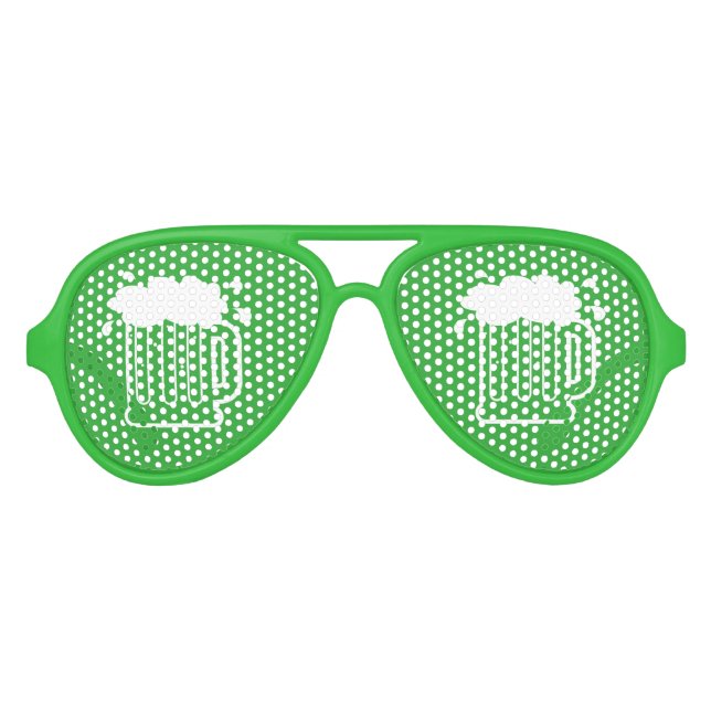 Green St Patricks Day beer party shades sunglasses (Front)