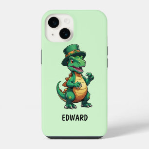 Green St Patrick's day dinosaur iPhone 14 Case