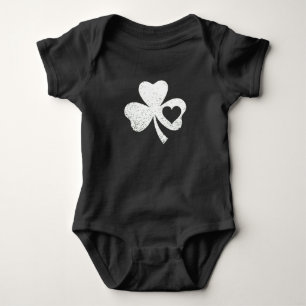 Green St Patricks Day Irish Patty's Heart Shamrock Baby Bodysuit