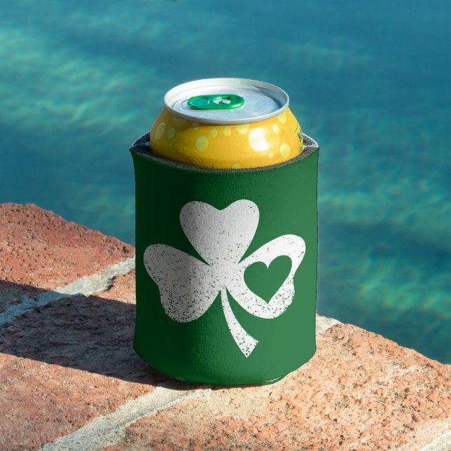 Green St Patricks Day Irish Patty's Heart Shamrock Can Cooler (In Situ Pool)