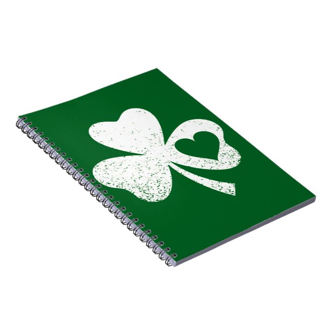 Green St Patricks Day Irish Patty's Heart Shamrock Notebook (Right Side)