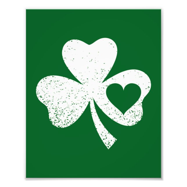 Green St Patricks Day Irish Patty's Heart Shamrock Photo Print (Front)