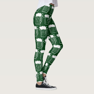 Green St Patrick's Day legging with beer print