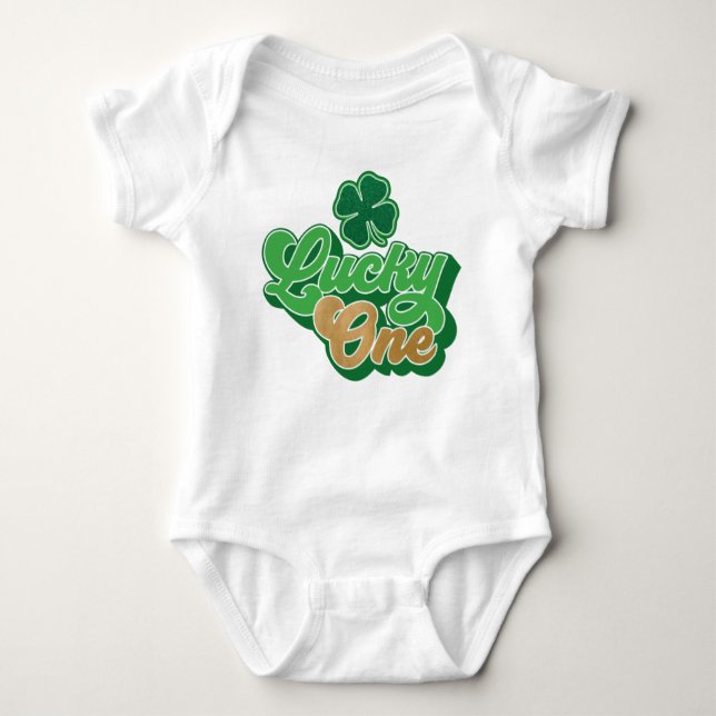 Green St. Patrick's Day Lucky One Baby Bodysuit (Front)