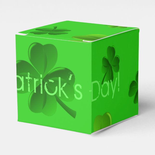 Green St. Patricks Day Party Favour Boxes (Front Side)