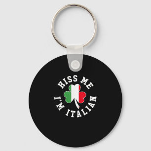 Green St Patricks Day Shirt - Kiss Me I'm Italian  Key Ring