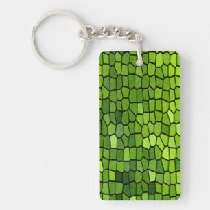 Green Stain Glass Look Key Ring