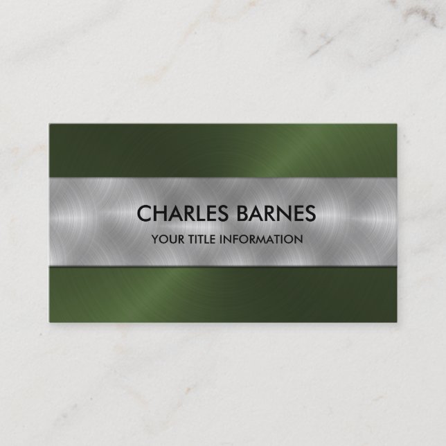 Green Stainless Steel Business Card (Front)