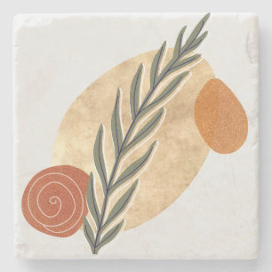 Green Stalk Boho Stone Coaster