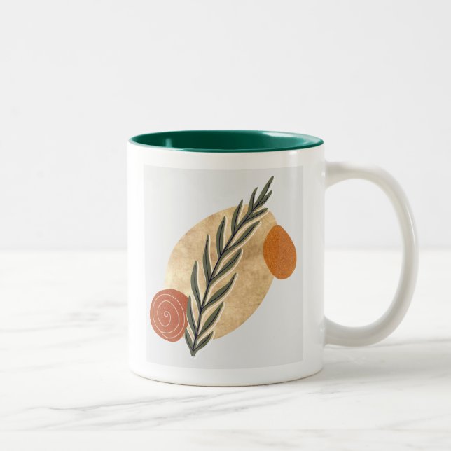 Green Stalk Boho Two-Tone Coffee Mug (Right)