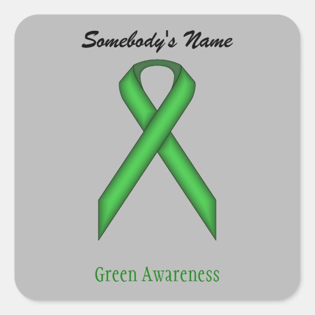 Green Standard Ribbon Square Sticker (Front)
