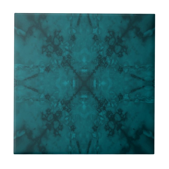 Green star kaleidoscope pattern ceramic tile (Front)