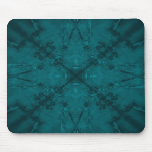 Green star kaleidoscope pattern mouse pad (Front)