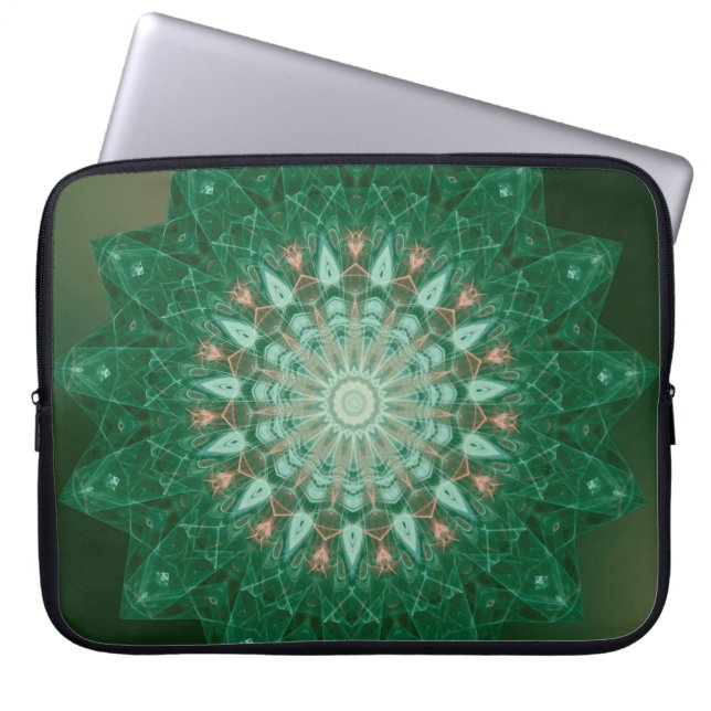 Green Star Mandala Laptop Sleeve (Front)