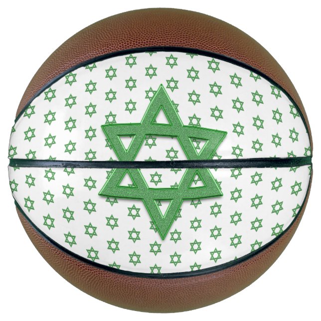 Green Star of David Seamless Basketball (Front)