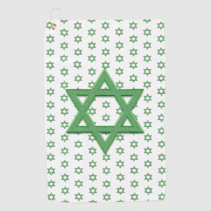 Green Star of David Seamless Golf Towel