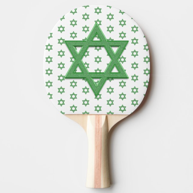 Green Star of David Seamless Ping Pong Paddle (Front)