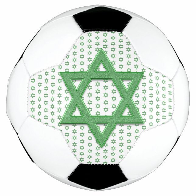 Green Star of David Seamless Soccer Ball (Front)