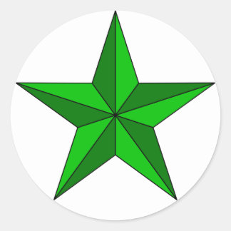 Green Star on Circle Classic Round Sticker