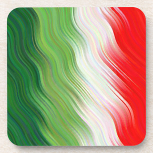 Green, Star White And Red Clover Broken Ombre Coaster
