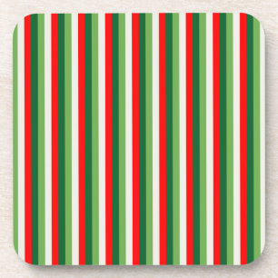 Green, Star White And Red Clover Pinstripes Coaster