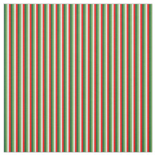Green, Star White And Red Clover Pinstripes Fabric