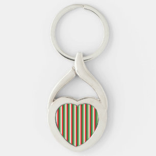 Green, Star White And Red Clover Pinstripes Key Ring