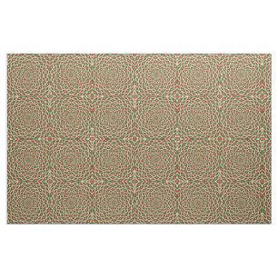 Green, Star White and Red Dome Effect Pattern Fabric