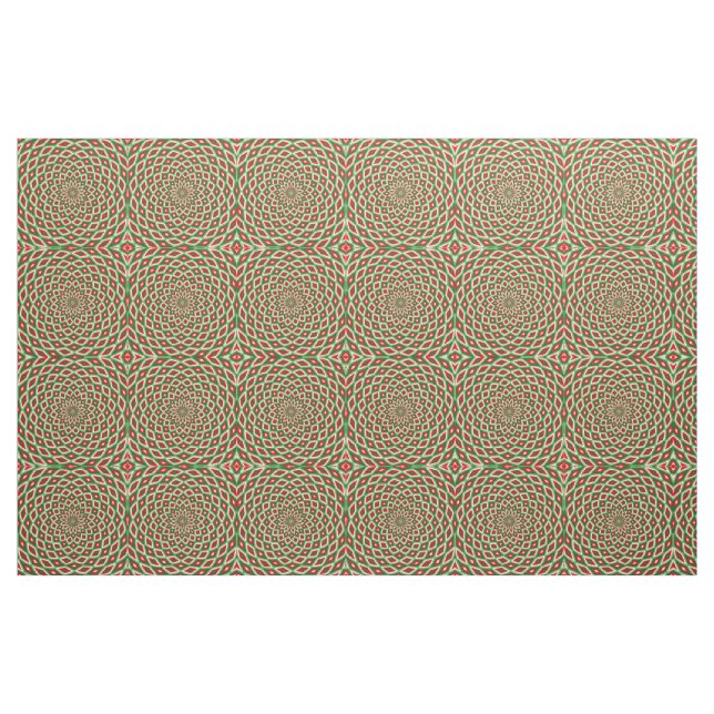 Green, Star White and Red Dome Effect Pattern Fabric (Fat Quarter)