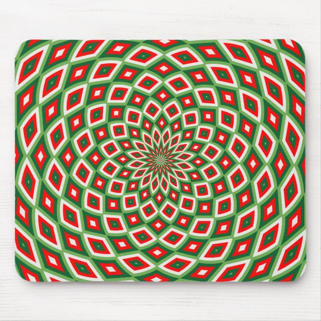 Green, Star White and Red Dome Effect Pattern Mouse Pad (Front)
