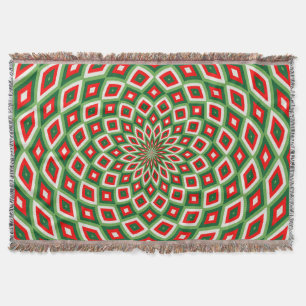 Green, Star White and Red Dome Effect Pattern Throw Blanket