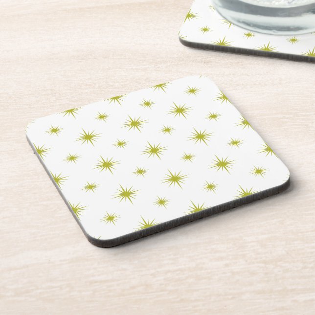 Green Starburst Pattern Mid Century Coaster (Left Side)