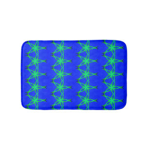green starfish on blue bath mat