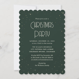 Green Starry Christmas Party Invitation