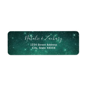 Green Starry Night Celestial Return Address Label